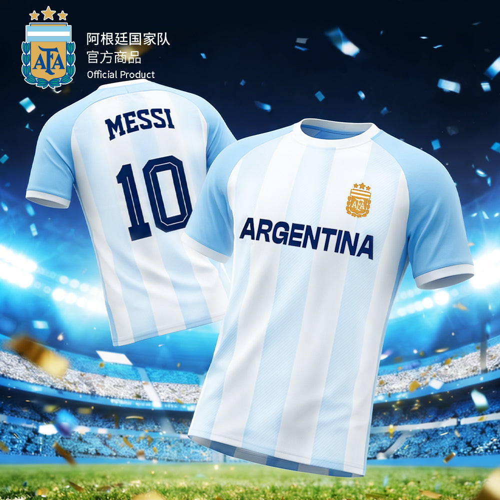 Argentina AFA Messi #10 Home Stripe Tee